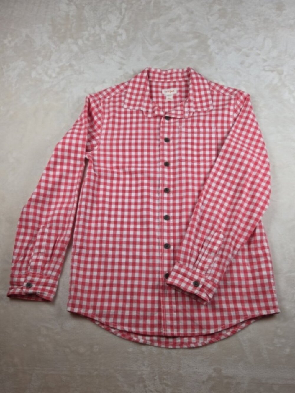 Cat & Jack Red Gingham Button‑Down Shirt – Girls L (12/14)